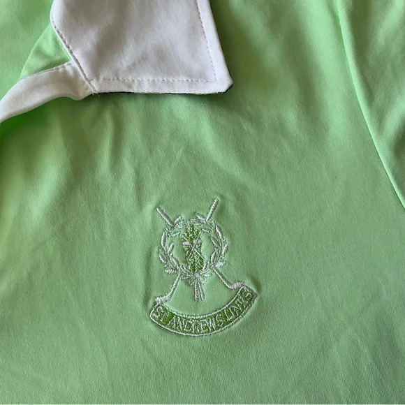 New Burberry Golf Neon Green  Short sleeve collar shirt - Picture 6 of 15